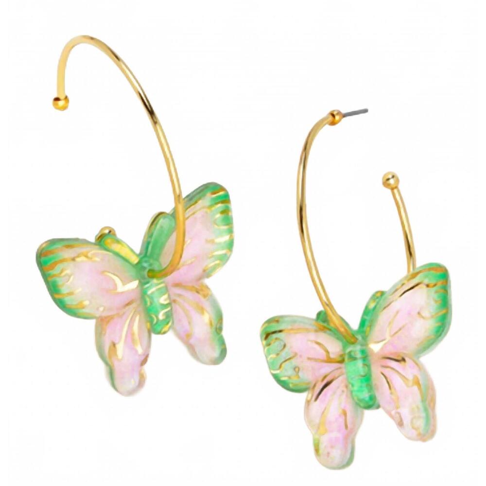NEW ZENZII women's butterfly hoop earrings in green